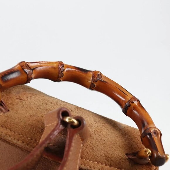 GUCCI Bamboo Backpack Suede Brown Gold 003 main image 7